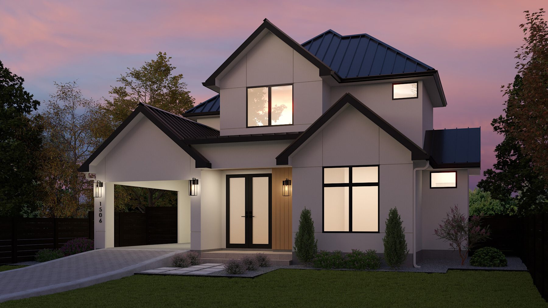 1506 Alguno Rd — Dusk Rendering